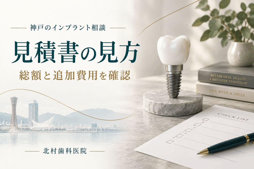 インプラントの見積書で総額と追加費用を確認するためのイラスト
