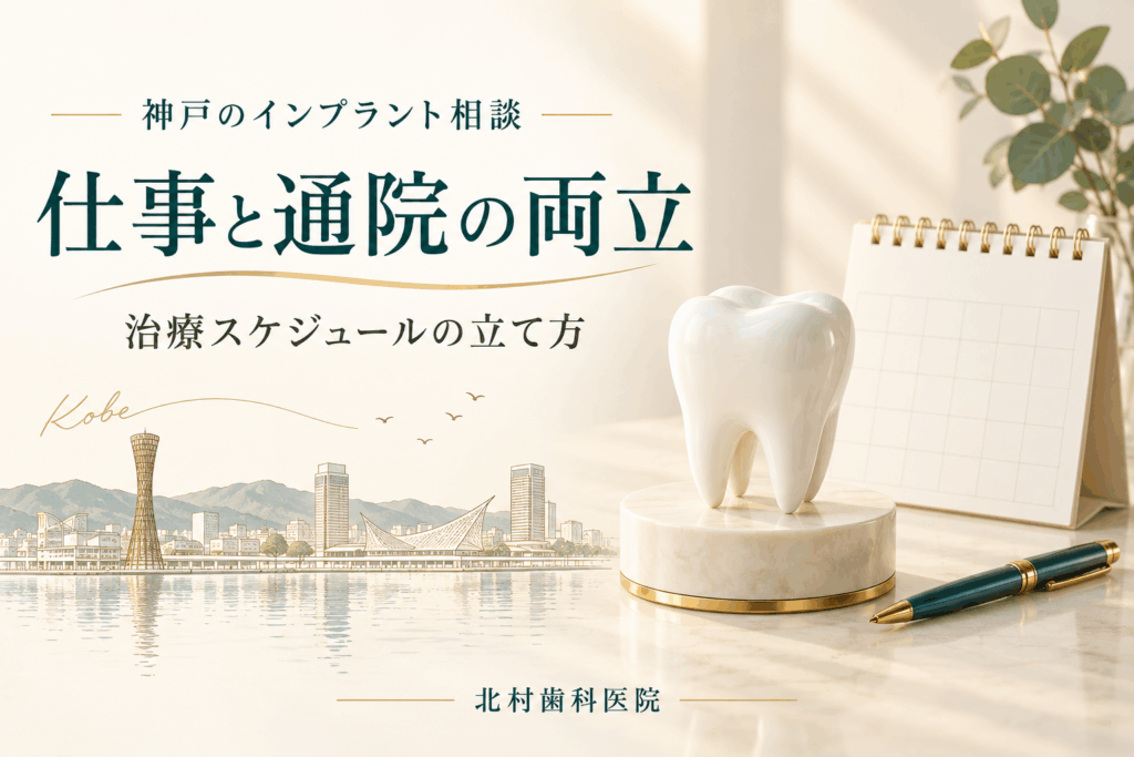 インプラント治療と仕事の予定をカレンダーで整理するイラスト