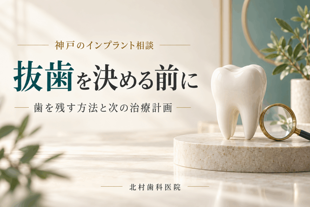 抜歯を決める前に天然の歯とインプラントの治療計画を相談するイメージ