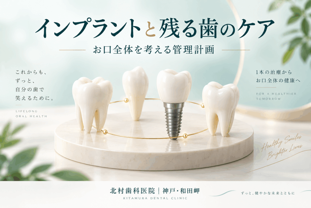 天然の歯とインプラントを一緒に管理するイメージ