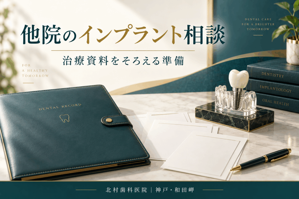 他院のインプラント相談に向けて治療資料をそろえるイメージ